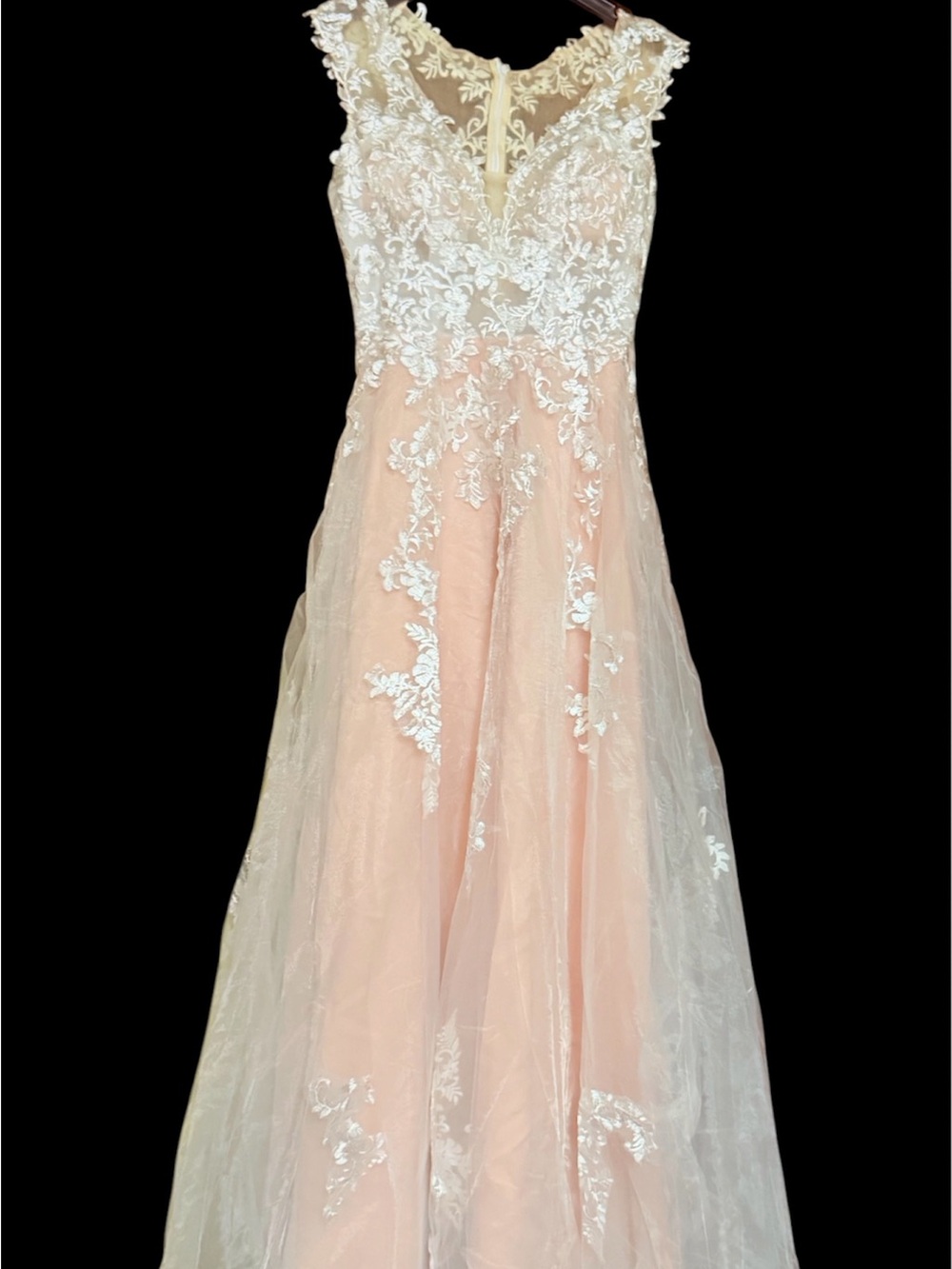 Amazon Pink and White Lace A-Line Wedding Dress